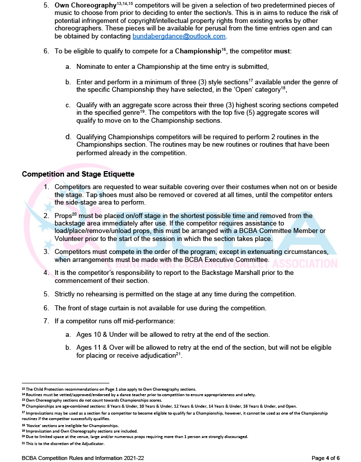 Rules - Bundaberg Combined Ballet Association